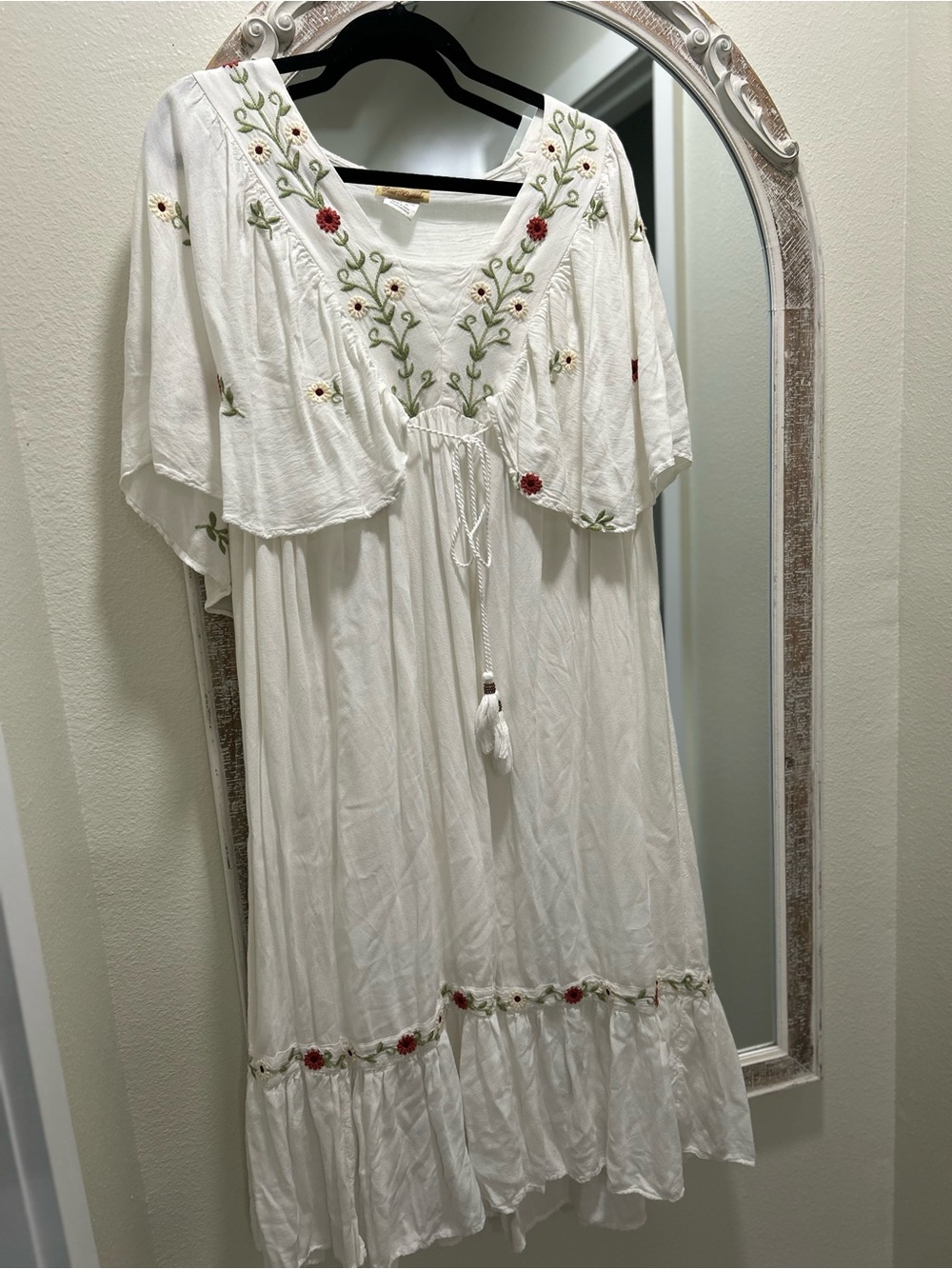 White Embroidered Boho Dress